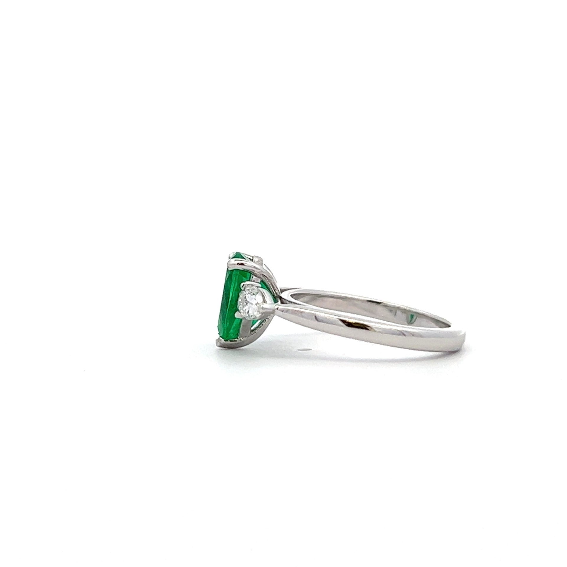 Colombian Emerald Pear trilogy ring