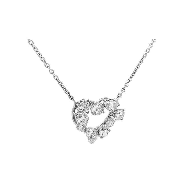 Heart necklace white gold 18K