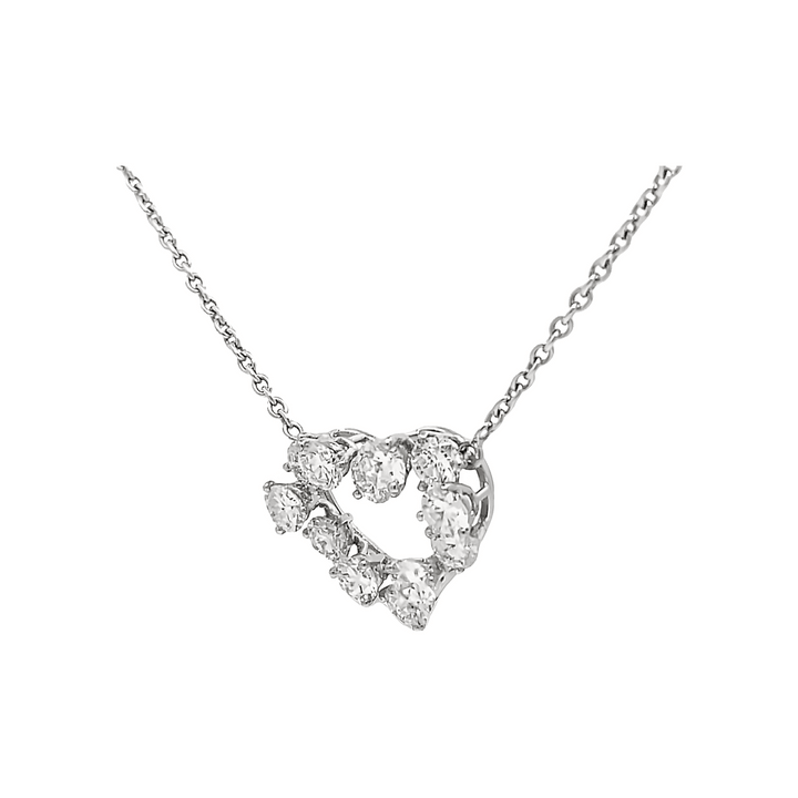 Heart necklace white gold 18K
