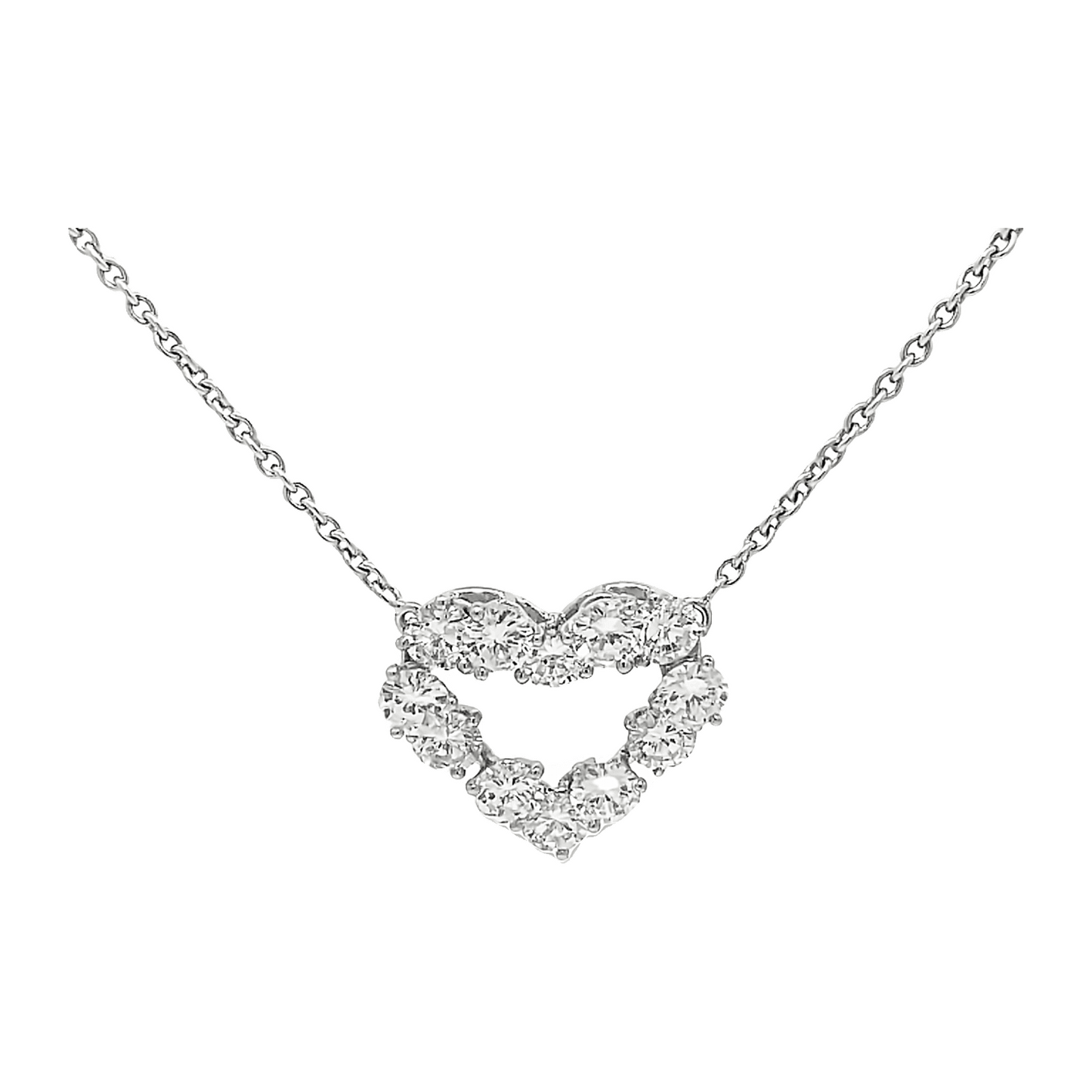 Heart necklace white gold 18K