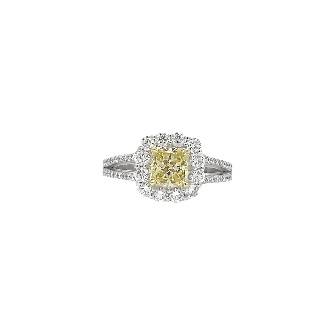 1.60ct Fancy yellow diamond engagement ring