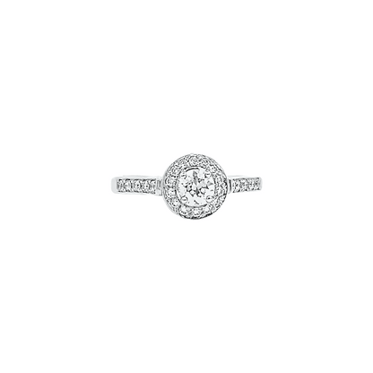 0.31ct G VVS round cut halo engagement ring