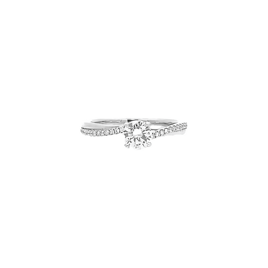 0.47ct, G, VS1, Round cut diamond twisted engagement ring