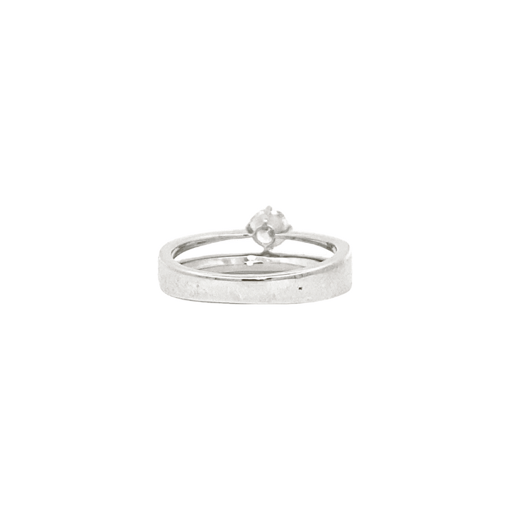 round cut diamond double band engagement ring set