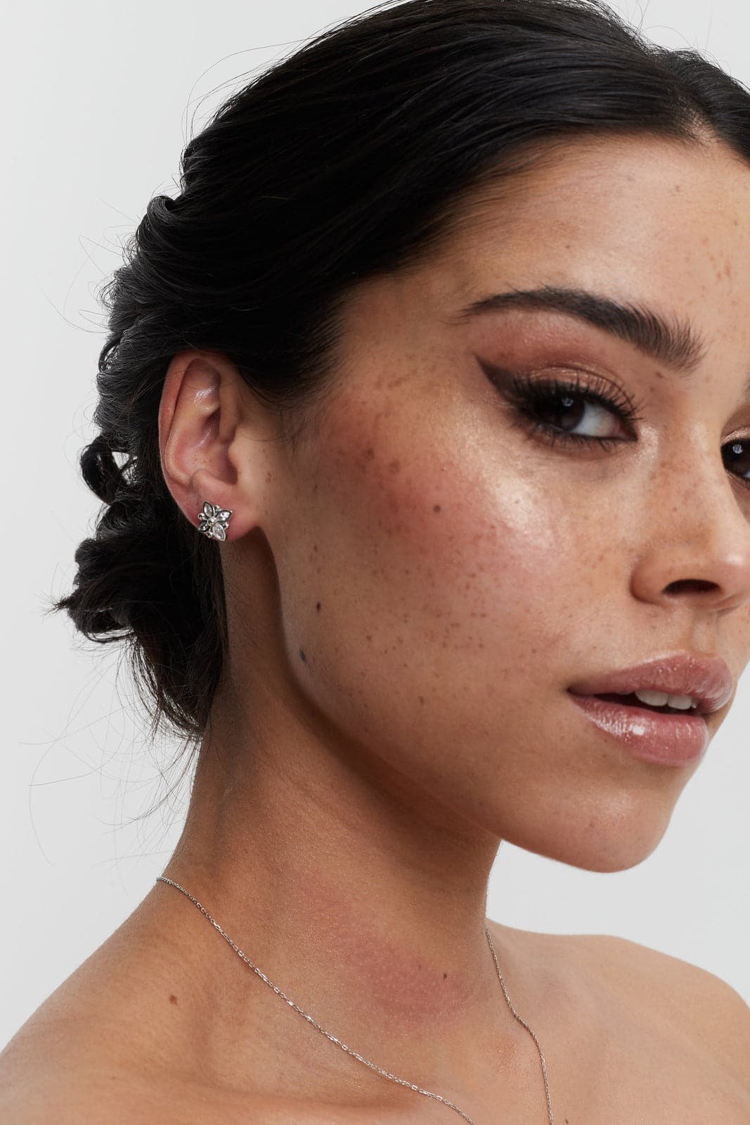 Marquise flower bezel studs