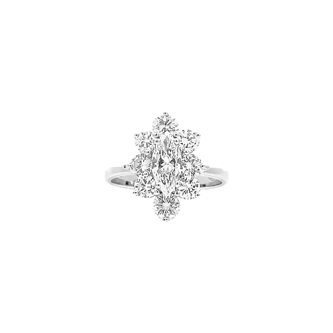 Marquise cluster engagement ring