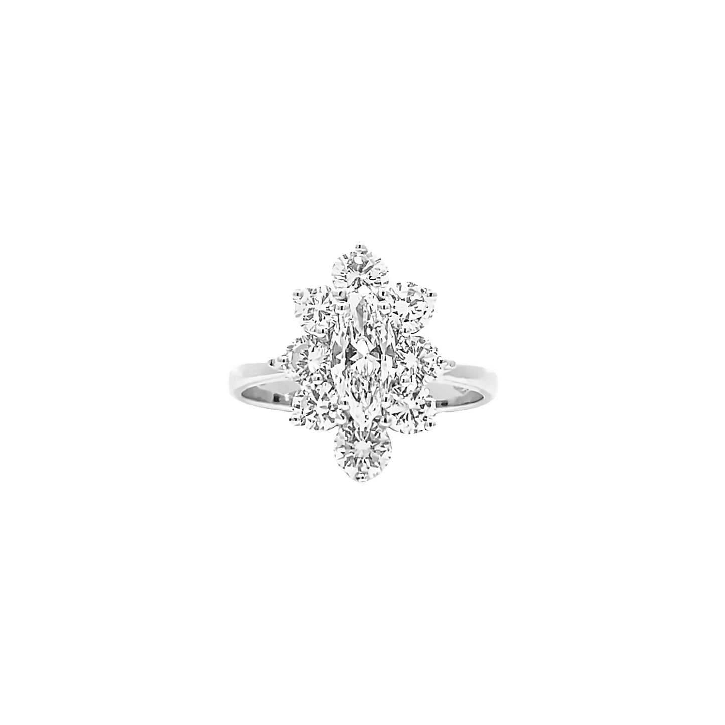 Marquise cluster engagement ring